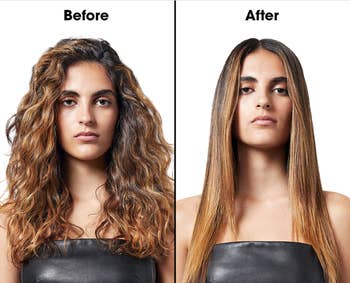 Before and after of model using product