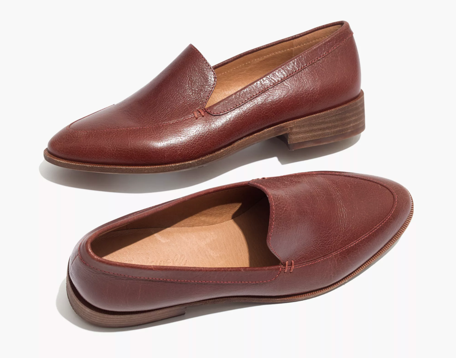 The brown pointed toe loafers