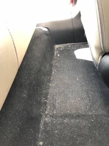 reviewer before image of a dirty car floor