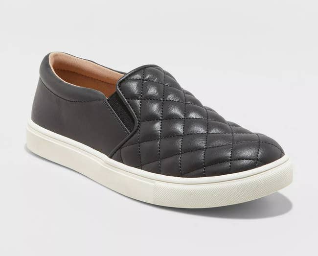 a quilted faux leather slip-on sneaker 