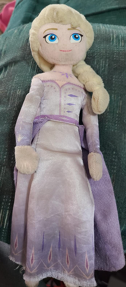 reviewer's Elsa doll after using tide to go to remove stains