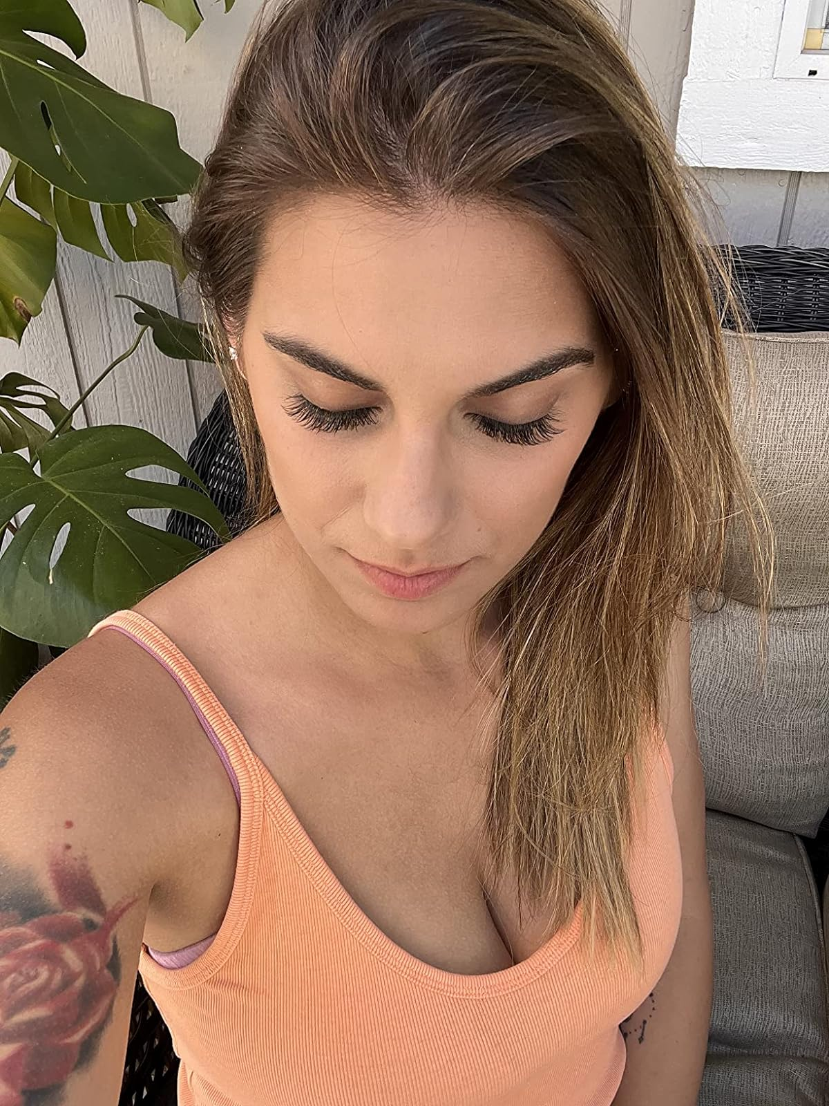 reviewer looking down showing off the lashes