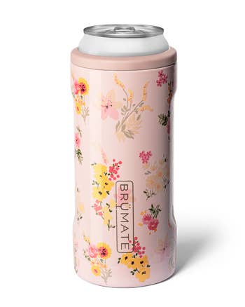 pink floral can cooler
