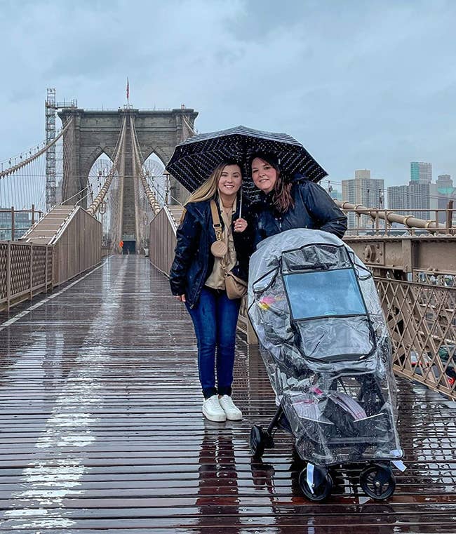 Reviewer’s photo showing the stroller cover in New York