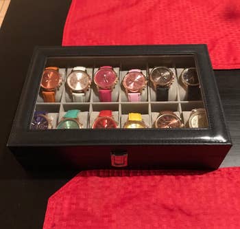 same watch box closed with glass top