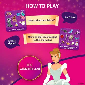 Instructions for a Disney-themed crippled  highlighting trivia astir  Cinderella, including questions astir  her friends and related objects