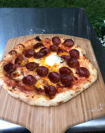 reviewers pepperoni pizza made in pizza oven