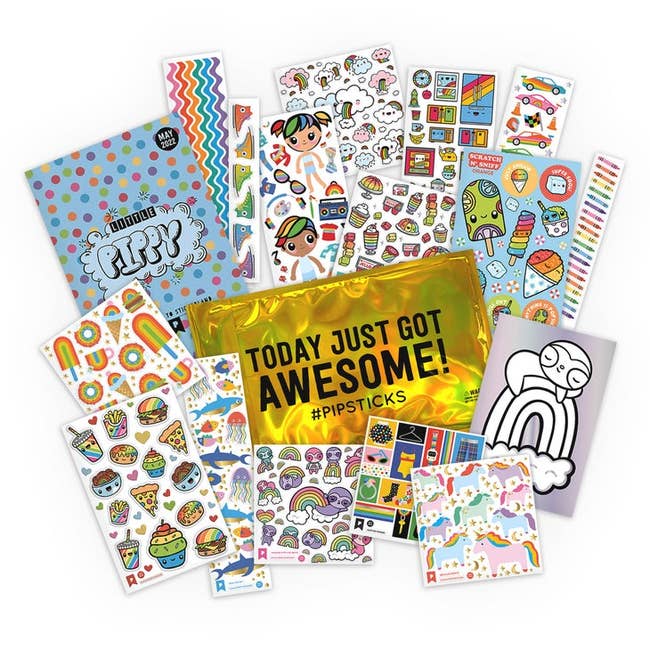 several sheets of colorful and fun stickers