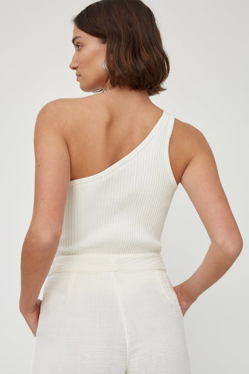 back view of a different model wearing the tank in white