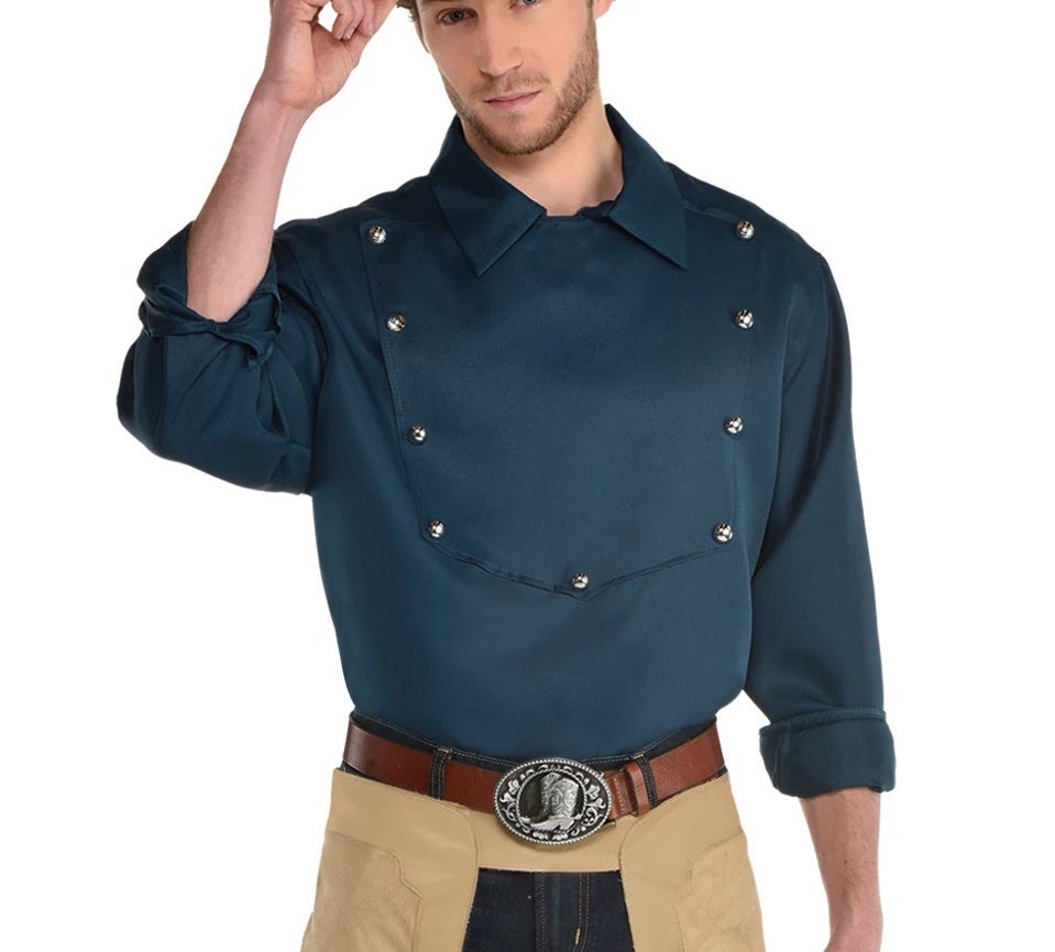 A collared cowboy shirt in blue