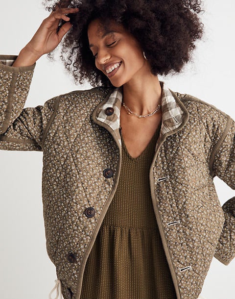 Free people great escape 2025 cotton printed quilted jacket