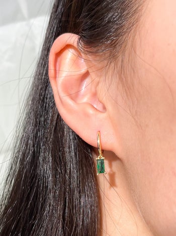 model wearing the earrings