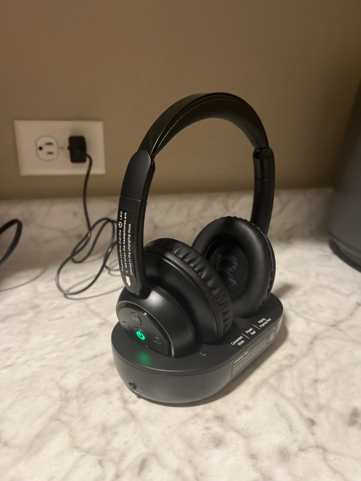 Headphones connected  a charging dock