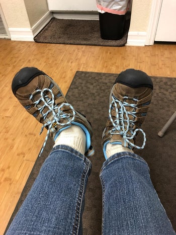 reviewer POV photo wearing hiking shoes