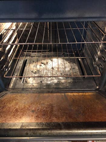 Inside of a reviewer's dirty oven