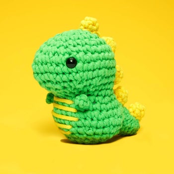 little green crochet dino