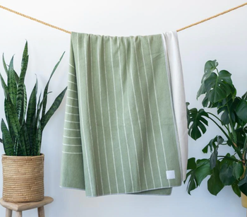 the throw blanket in the sage green color

