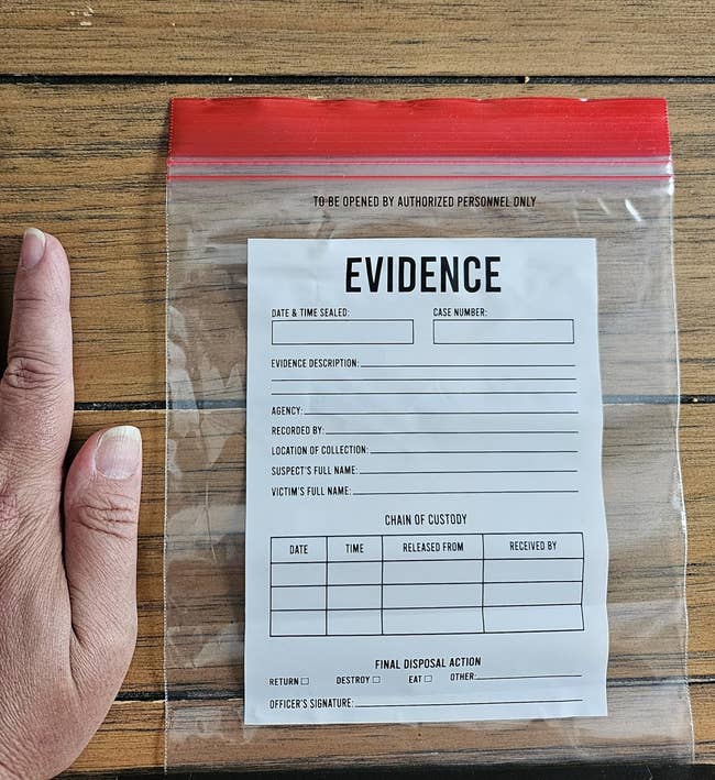 Clear grounds  container  with blank accusation  form