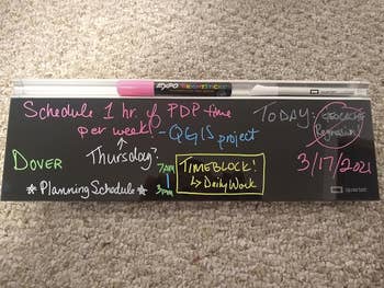 the blackboard version with various notes written on it in different colors