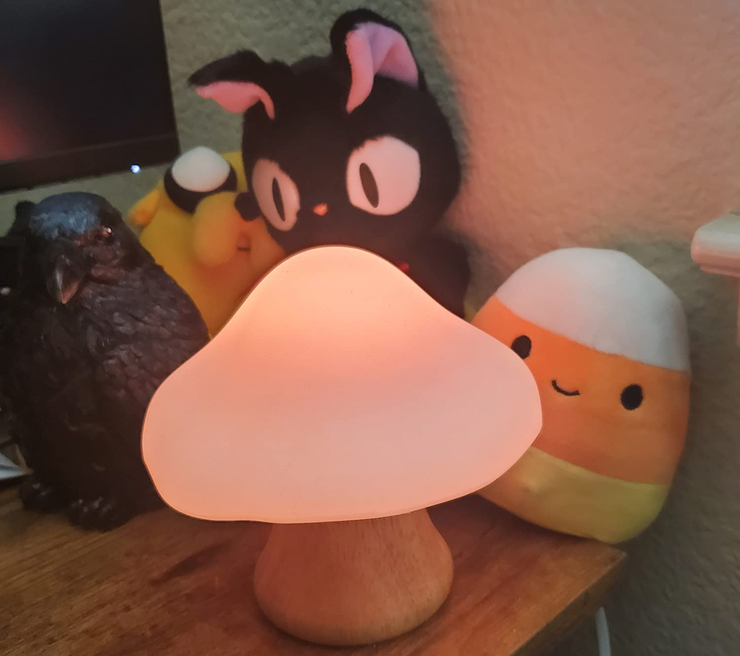 the lamp glowing pink