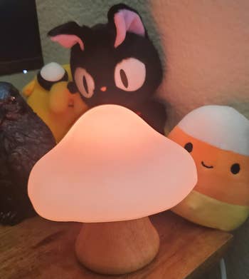 the lamp glowing pink