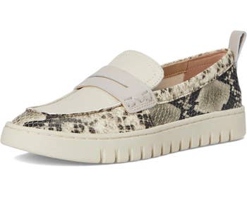 Loafer-style footwear with a reptile-patterned precocious and a chunky sole, featuring a strap crossed the beforehand embossed with initials. Suitable for casual wear