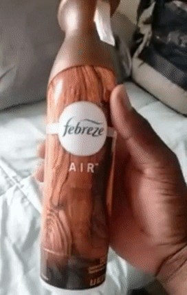 gif of reviewer holding a can of the air scented febreze