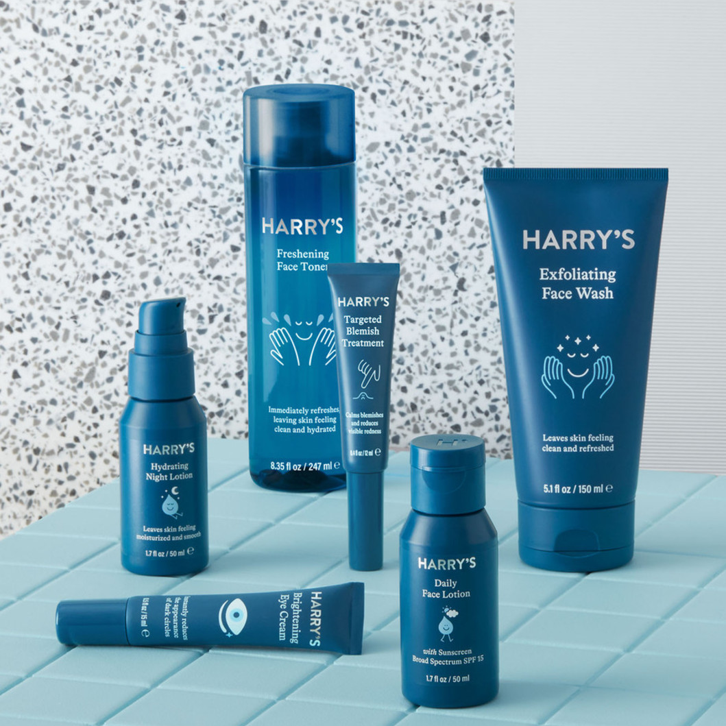 Set of six different Harry's skincare products