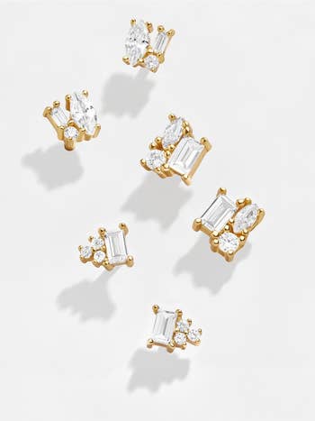 the clear jewel set of six tiny earrings
