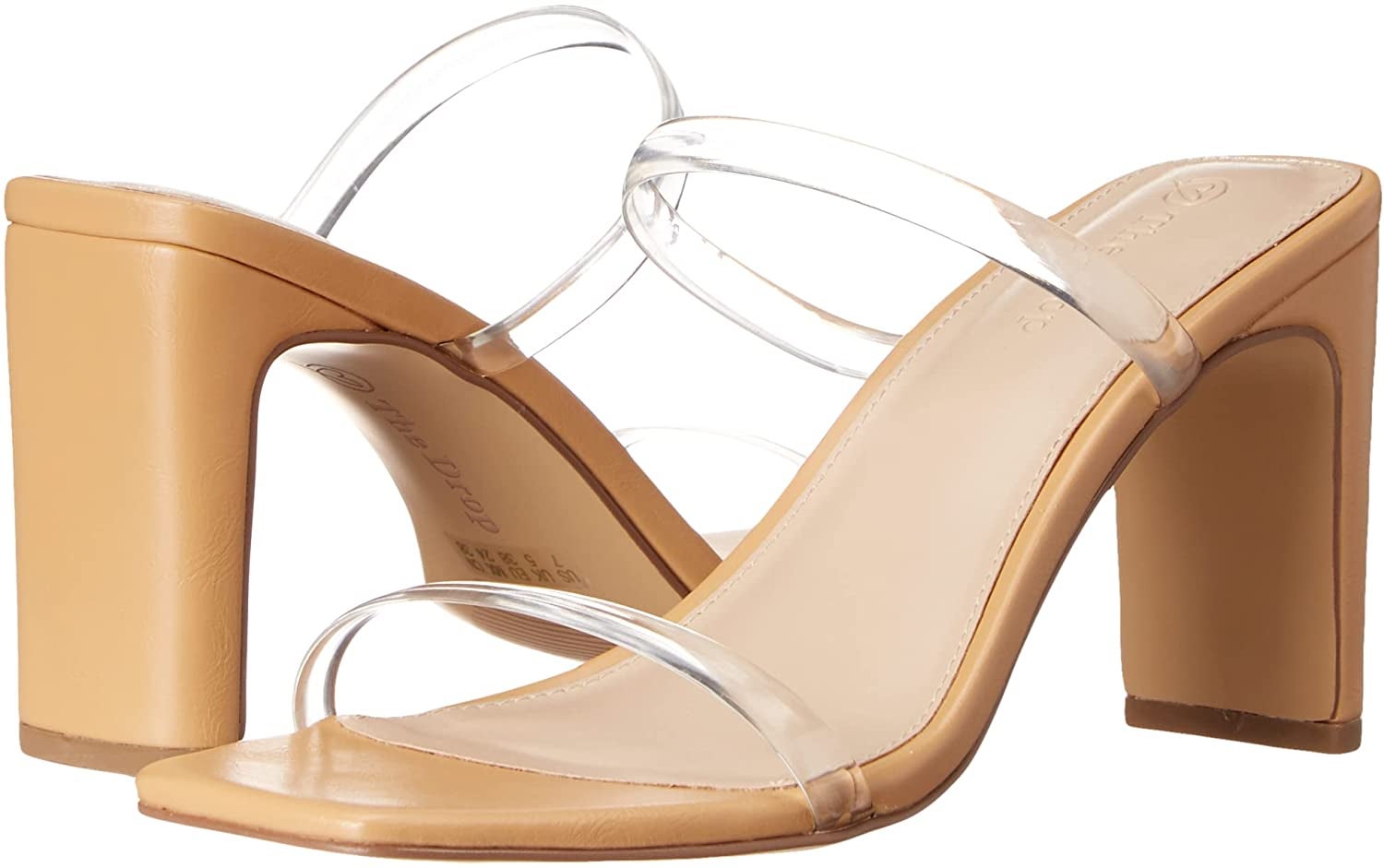 Image of the beige heel sandals with clear straps