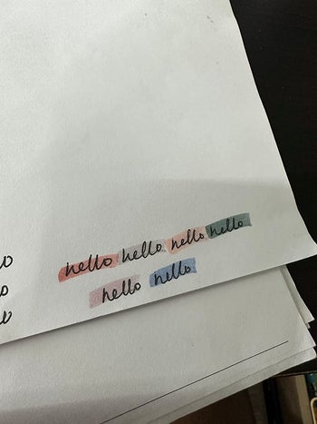 writing highlighted using the pens