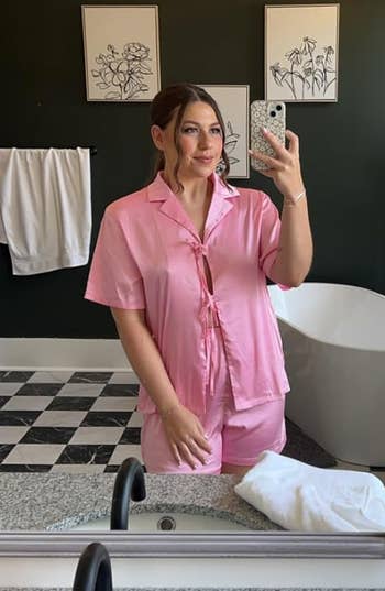 reviewer successful  pinkish  satin pjs