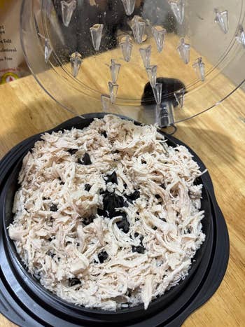 Shredded chicken in chicken shredder