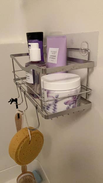The shower shelf in silver