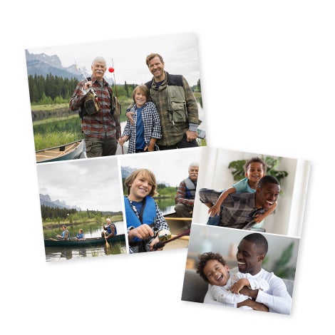Boys, their fathers, and their grandfathers in photo collage prints