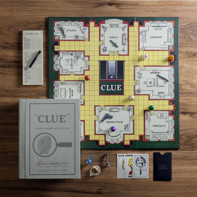 the board game with a vintage design and a box that looks like a book 