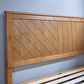 the headboard which has vertical and diagonal panels