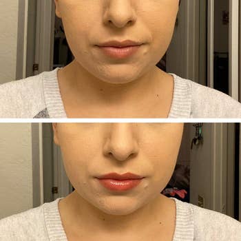 reviewer before and after photo for the gloss
