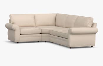 lifestyle image of white rolled-arm sectional