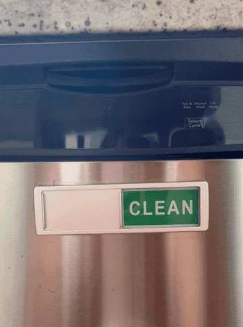 BuzzFeed Shopping editor sliding their dishwasher magnet from dirty to clean