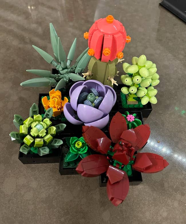 a succulent made of lego bricks