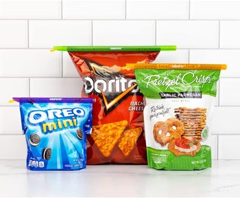 bags of snacks sealed with the clips