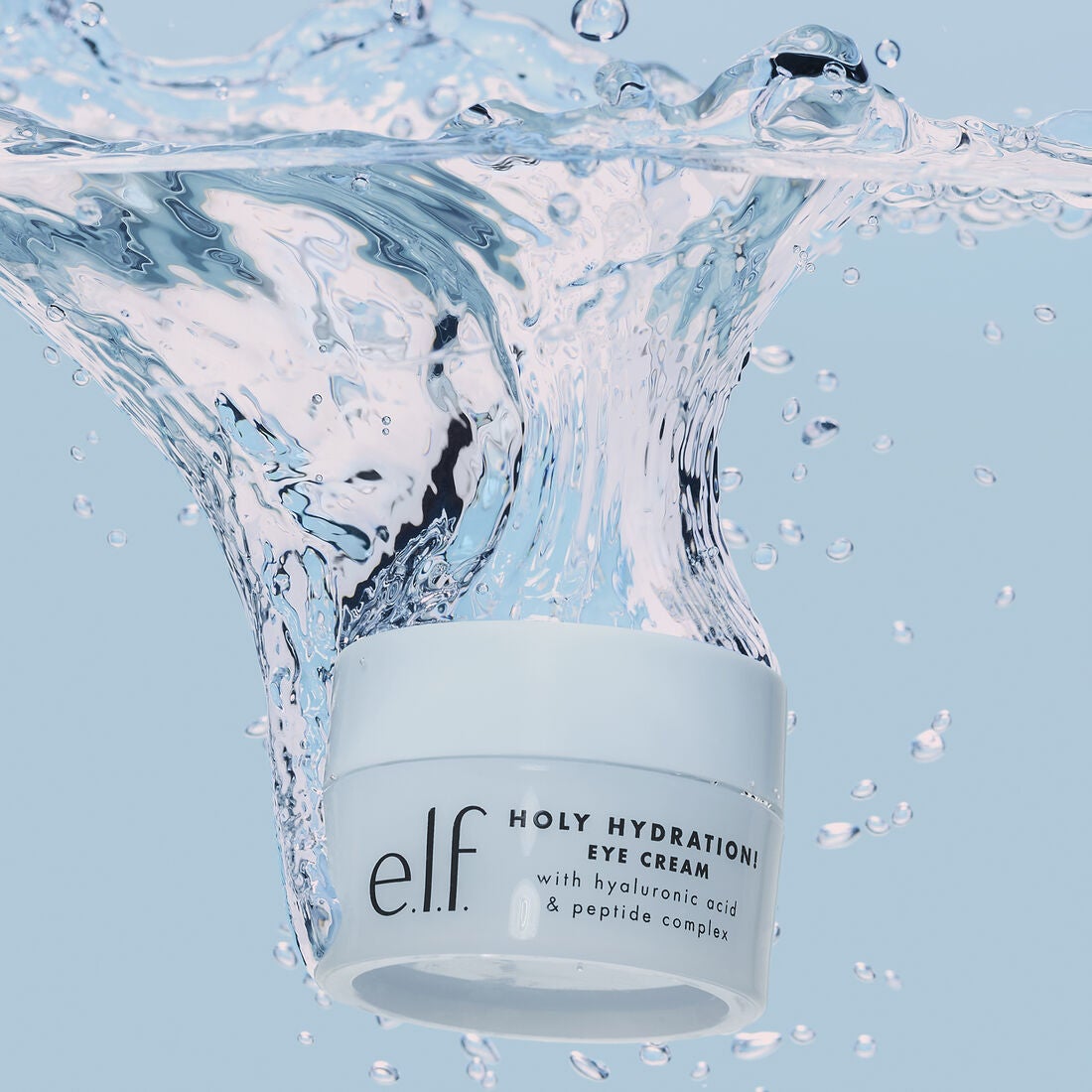 tub of the blue eye cream submerged in water