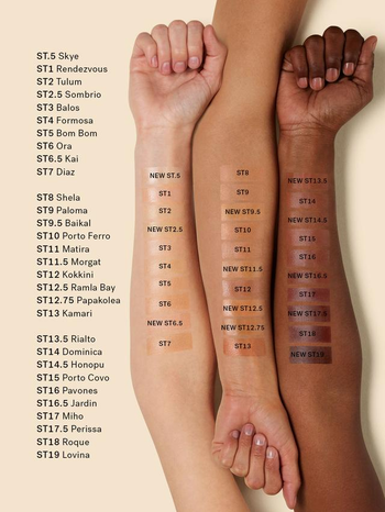 three models showing the tints swatched on their arms