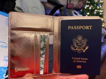reviewer photo of inside of passport holder