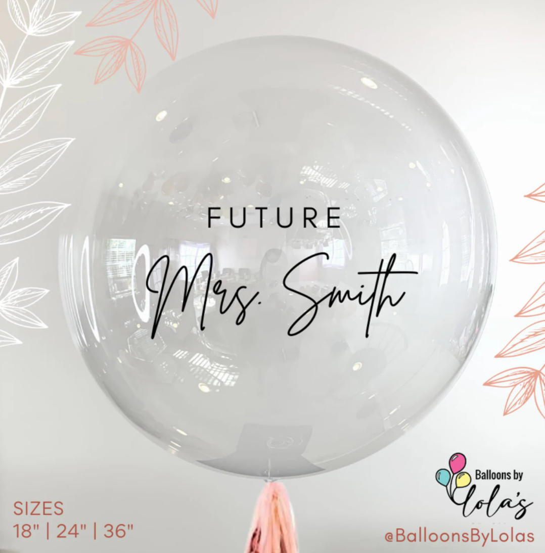 Clear Balloon on a white background that reads