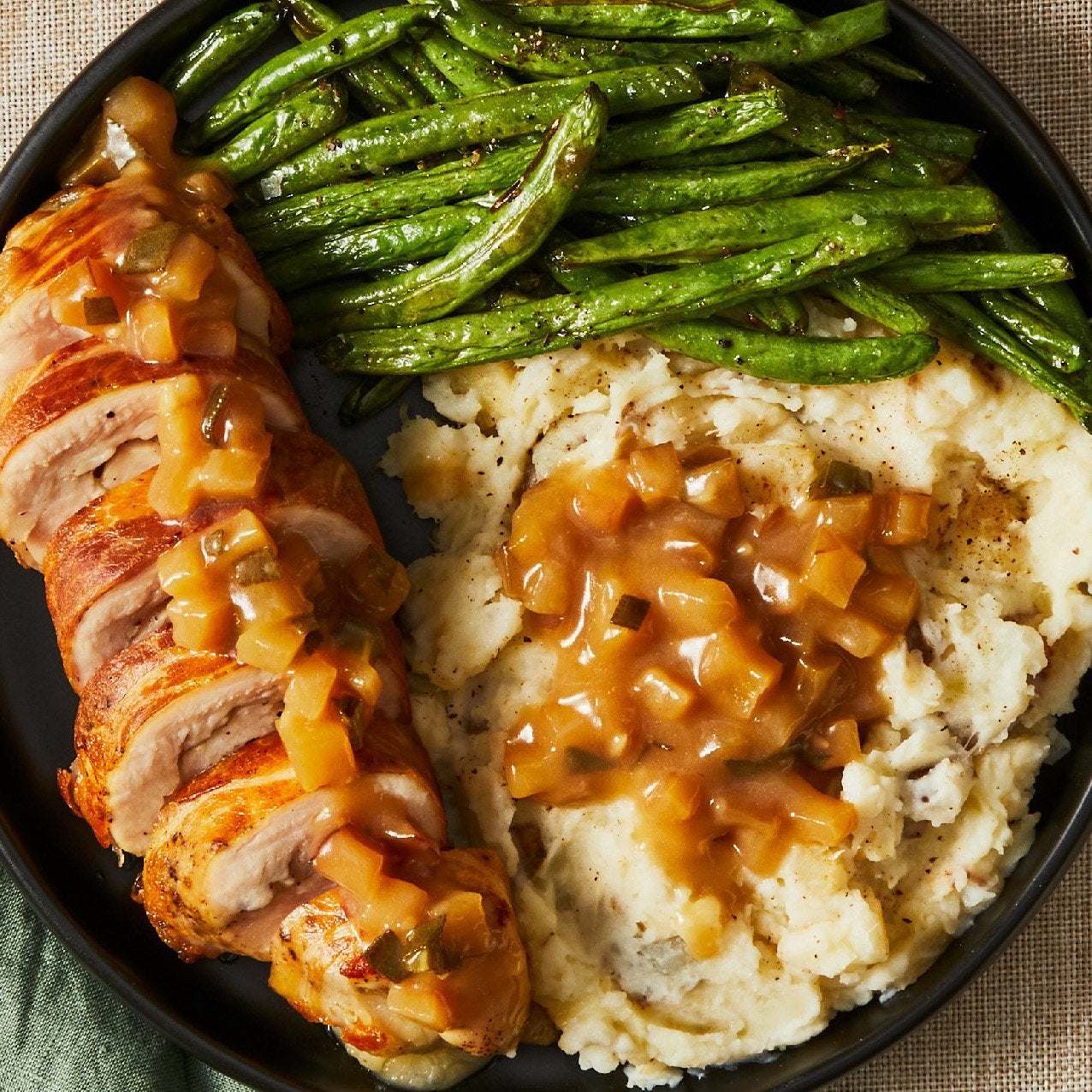 prosciutto wrapped chicken roulade meal