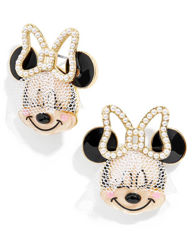 The Minnie Earrings where Minnie is wearing a cute veil 