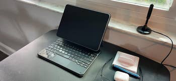 reviewers iPad with case and keyboard