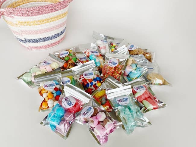 a dozen mini bags of candy